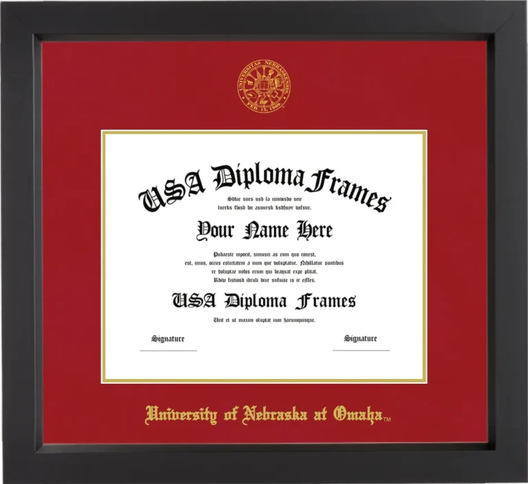 University of Nebraska at Omaha Diploma Frame – Black Matte – Crimson/Gold Mat