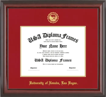 University of Nevada, Las Vegas Diploma Frame – Cherry Glossy – Crimson/Gold Mat