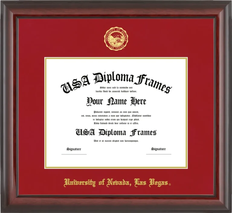 University of Nevada, Las Vegas Diploma Frame – Cherry Glossy – Crimson/Gold Mat