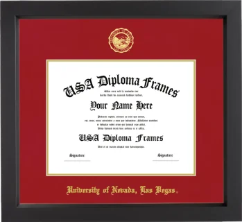 University of Nevada, Las Vegas Diploma Frame – Black Matte – Crimson/Gold Mat