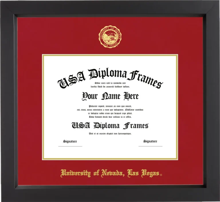 University of Nevada, Las Vegas Diploma Frame – Black Matte – Crimson/Gold Mat
