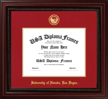 University of Nevada, Las Vegas Diploma Frame – Cherry Rope – Crimson/Gold Mat