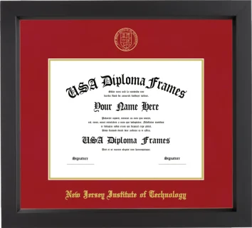 New Jersey Institute of Technology Bachelors Frame – Black Matte – Crimson/Gold Mat