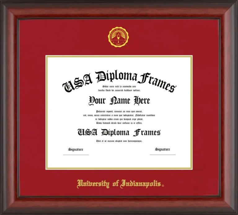 University of Indianapolis Diploma Frame – Cherry Matte – Crimson/Gold Mat