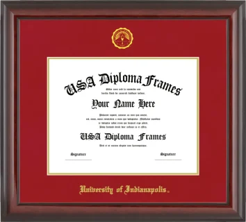 University of Indianapolis Diploma Frame – Cherry Glossy – Crimson/Gold Mat