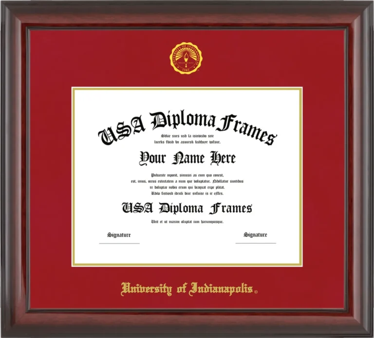 University of Indianapolis Diploma Frame – Cherry Glossy – Crimson/Gold Mat