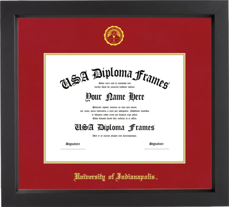 University of Indianapolis Diploma Frame – Black Matte – Crimson/Gold Mat