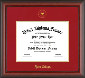 York College Diploma Frame – Cherry Matte – Crimson/Gold Mat