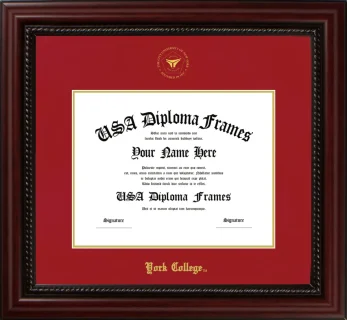 York College Diploma Frame – Cherry Rope – Crimson/Gold Mat