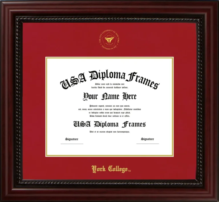 York College Diploma Frame – Cherry Rope – Crimson/Gold Mat