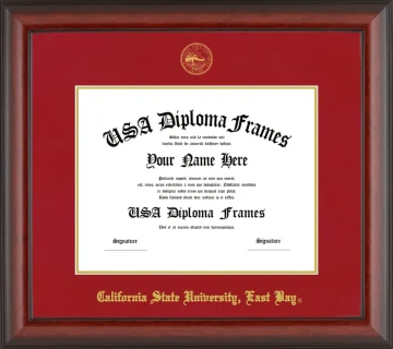 California State University, East Bay Diploma Frame – Cherry Matte – Crimson/Gold Mat