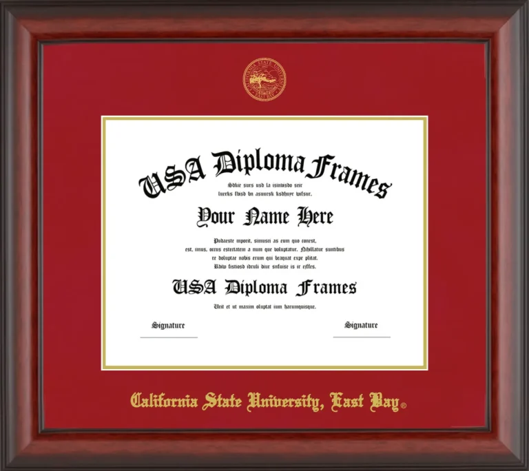 California State University, East Bay Diploma Frame – Cherry Matte – Crimson/Gold Mat