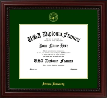 Stetson University Diploma Frame – Cherry Rope – Winter Green/Gold Mat