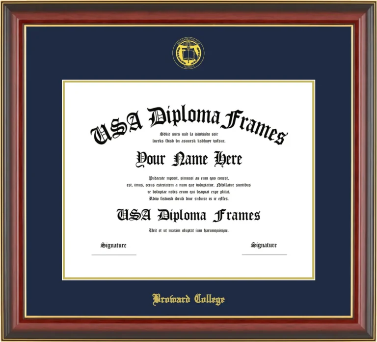 Diploma Frame – Cherry Gold Trim – Navy/Gold Mat