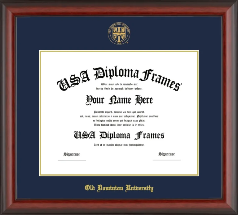 Diploma Frame – Cherry Matte – Navy/Gold Mat - w/Gold Emboss