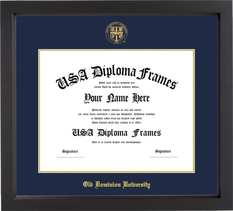 Diploma Frame – Black Matte – Navy/Gold Mat - w/Gold Emboss