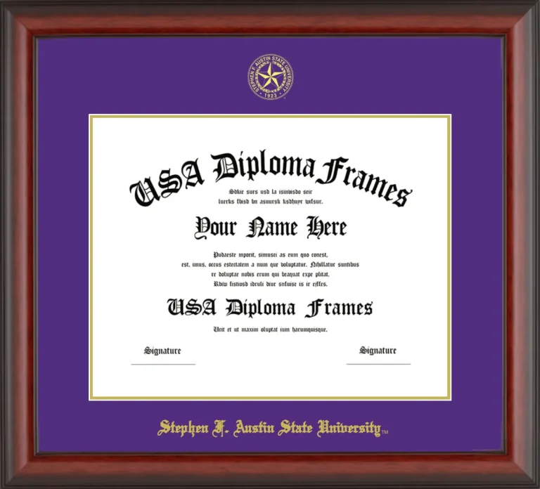Diploma Frame – Cherry Matte – Purple/Gold Mat - & Seal Gold