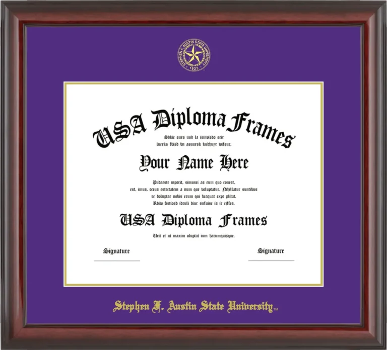 Diploma Frame – Cherry Glossy – Purple/Gold Mat