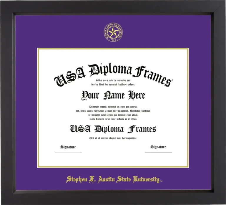 Diploma Frame – Black Matte – Purple/Gold Mat - & Seal Gold