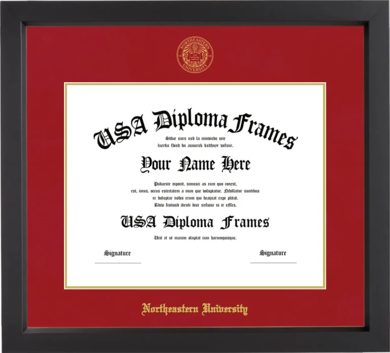 Diploma Frame – Black Matte – Crimson/Gold Mat - & Seal Gold