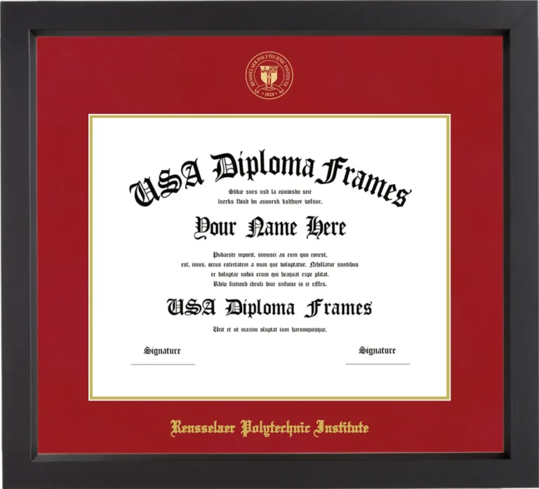 Diploma Frame – Black Matte – Crimson/Gold Mat - & Seal Gold