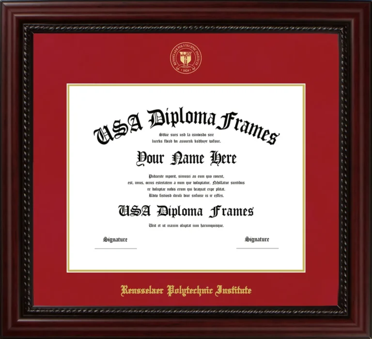 Diploma Frame – Cherry Rope – Crimson/Gold Mat - & Seal Gold