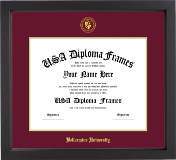 Diploma Frame – Black Matte – Maroon/Gold Mat - & Seal Gold
