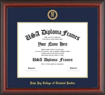 John Jay College of Criminal Justice of the City University of New York Bachelors Frame – Cherry Matte – Navy/Gold Mat