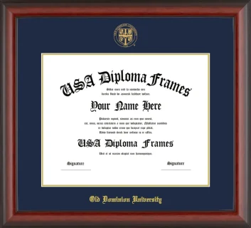 Old Dominion University Diploma Frame – Cherry Matte – Navy/Gold Mat