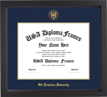 Old Dominion University Diploma Frame – Black Matte – Navy/Gold Mat