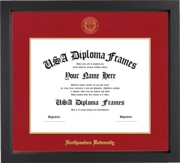 Northeastern University Diploma Frame – Black Matte – Crimson/Gold Mat