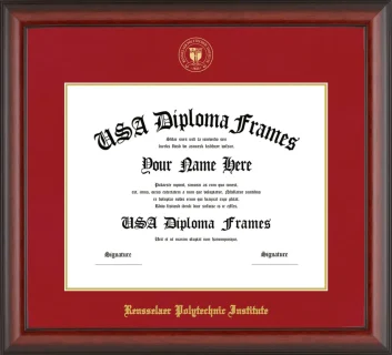 Rensselaer Polytechnic Institute Diploma Frame – Cherry Matte – Crimson/Gold Mat