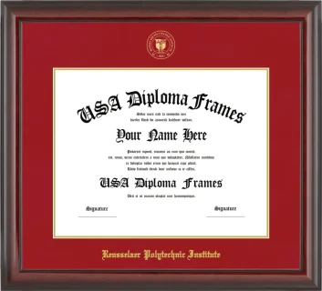 Rensselaer Polytechnic Institute Diploma Frame – Cherry Glossy – Crimson/Gold Mat