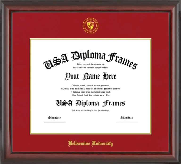 Bellarmine University Diploma Frame – Cherry Glossy – Crimson/Gold Mat