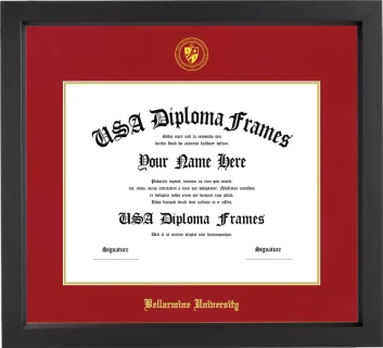Bellarmine University Diploma Frame – Black Matte – Crimson/Gold Mat