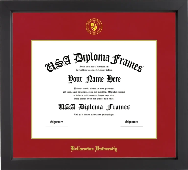 Bellarmine University Diploma Frame – Black Matte – Crimson/Gold Mat