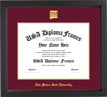 New Mexico State University Diploma Frame – Black Matte – Maroon/Gold Mat