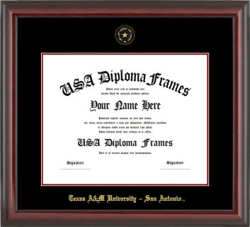 Texas A&M University – San Antonio Diploma Frame – Cherry Glossy – Black/Maroon Mat