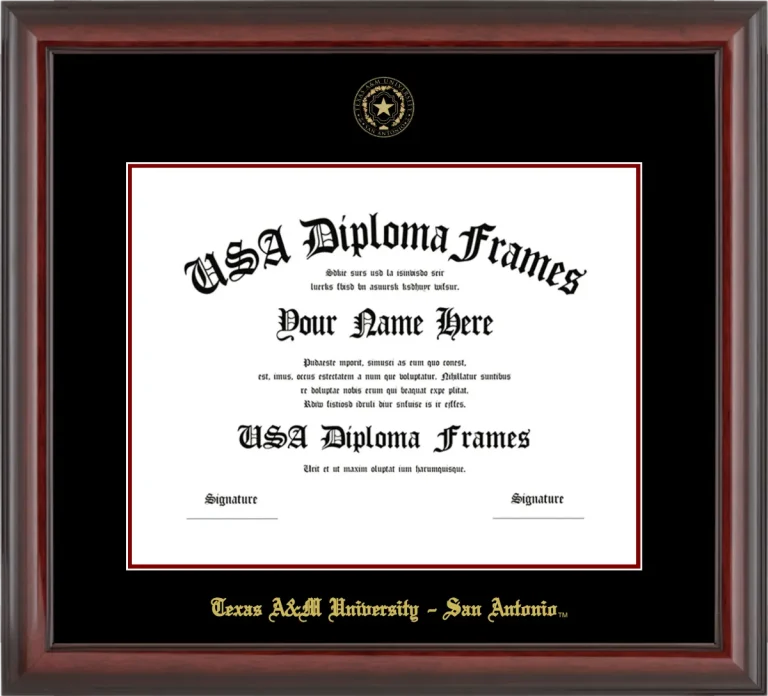 Texas A&M University – San Antonio Diploma Frame – Cherry Glossy – Black/Maroon Mat