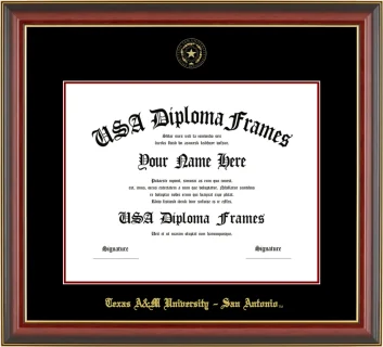 Texas A&M University – San Antonio Diploma Frame – Cherry Gold Trim – Black/Maroon Mat