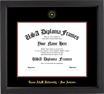 Texas A&M University – San Antonio Diploma Frame – Black Matte – Black/Maroon Mat