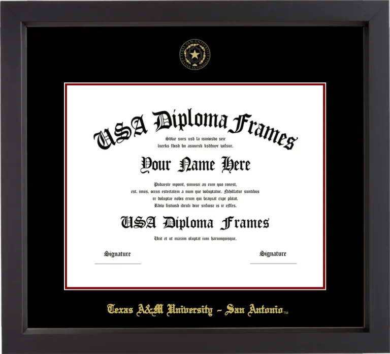Texas A&M University – San Antonio Diploma Frame – Black Matte – Black/Maroon Mat