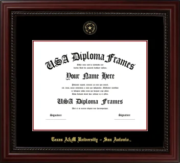 Texas A&M University – San Antonio Diploma Frame – Cherry Rope – Black/Maroon Mat