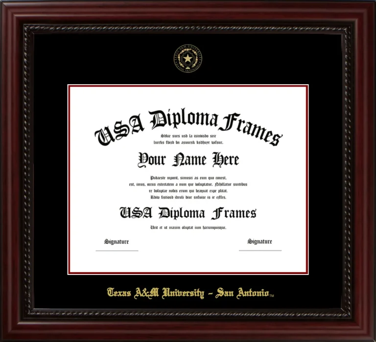 Texas A&M University – San Antonio Diploma Frame – Cherry Rope – Black/Maroon Mat