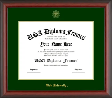 Ohio University Bachelors Frame – Cherry Matte – Winter Green/Gold Mat