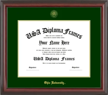 Ohio University Bachelors Frame – Cherry Glossy – Winter Green/Gold Mat