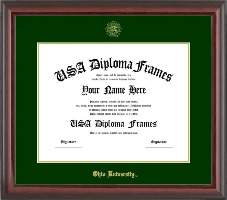 Ohio University Bachelors Frame – Cherry Glossy – Winter Green/Gold Mat