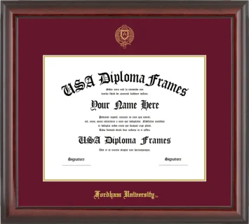 Fordham University Diploma Frame – Cherry Glossy – Maroon/Gold Mat