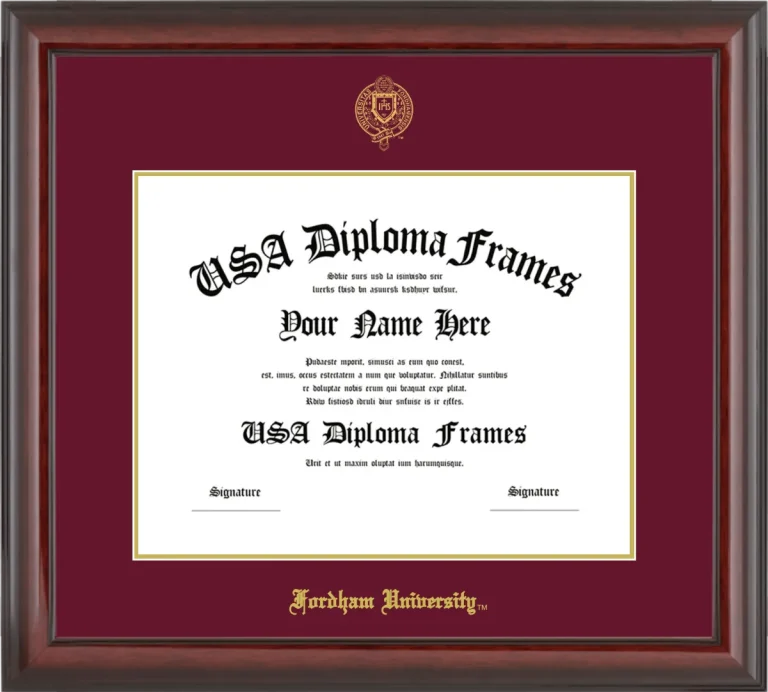 Fordham University Diploma Frame – Cherry Glossy – Maroon/Gold Mat