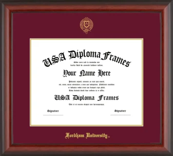 Fordham University Diploma Frame – Cherry Matte – Maroon/Gold Mat